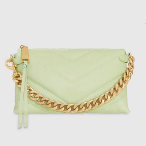 New Rebecca Minkoff Leather Edie Maxi Crossbody Shoulder Bag Mint Green - Picture 1 of 13